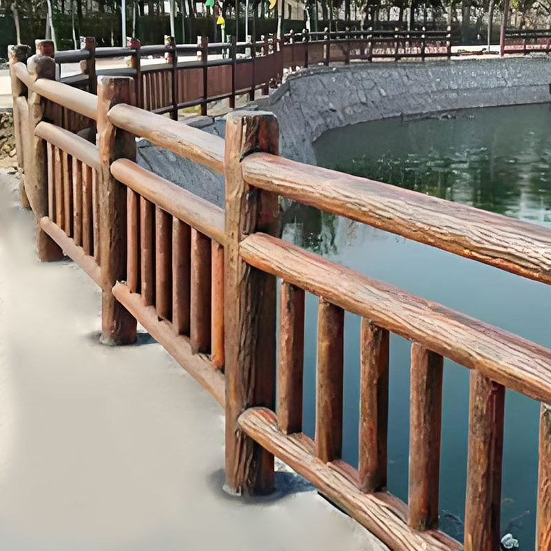 Pagar pembatas jembatan kayu imitasi